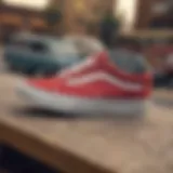 Vans classic skate shoes on a skateboard