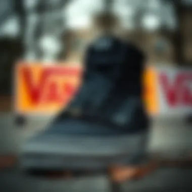 Close-up of the Vans Skate Hi All Black highlighting material quality and craftsmanship