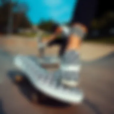 A skateboarder performing tricks while wearing Vans Slip-On Checkerboard shoes on a skatepark.