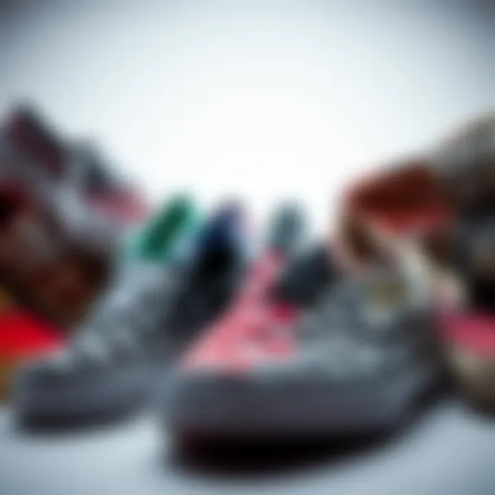 An array of Vans Slip-On Checkerboard shoes displayed in various color schemes and styles.