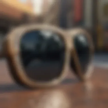 Close-up of Vans sunglasses design elements