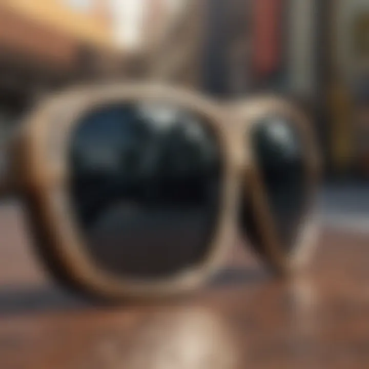 Close-up of Vans sunglasses design elements