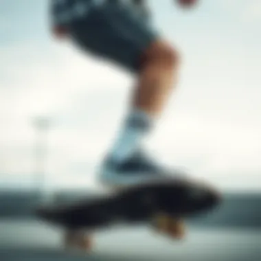 Skateboarder Rocking Functional Shorts Skateboarder wearing functional shorts in action